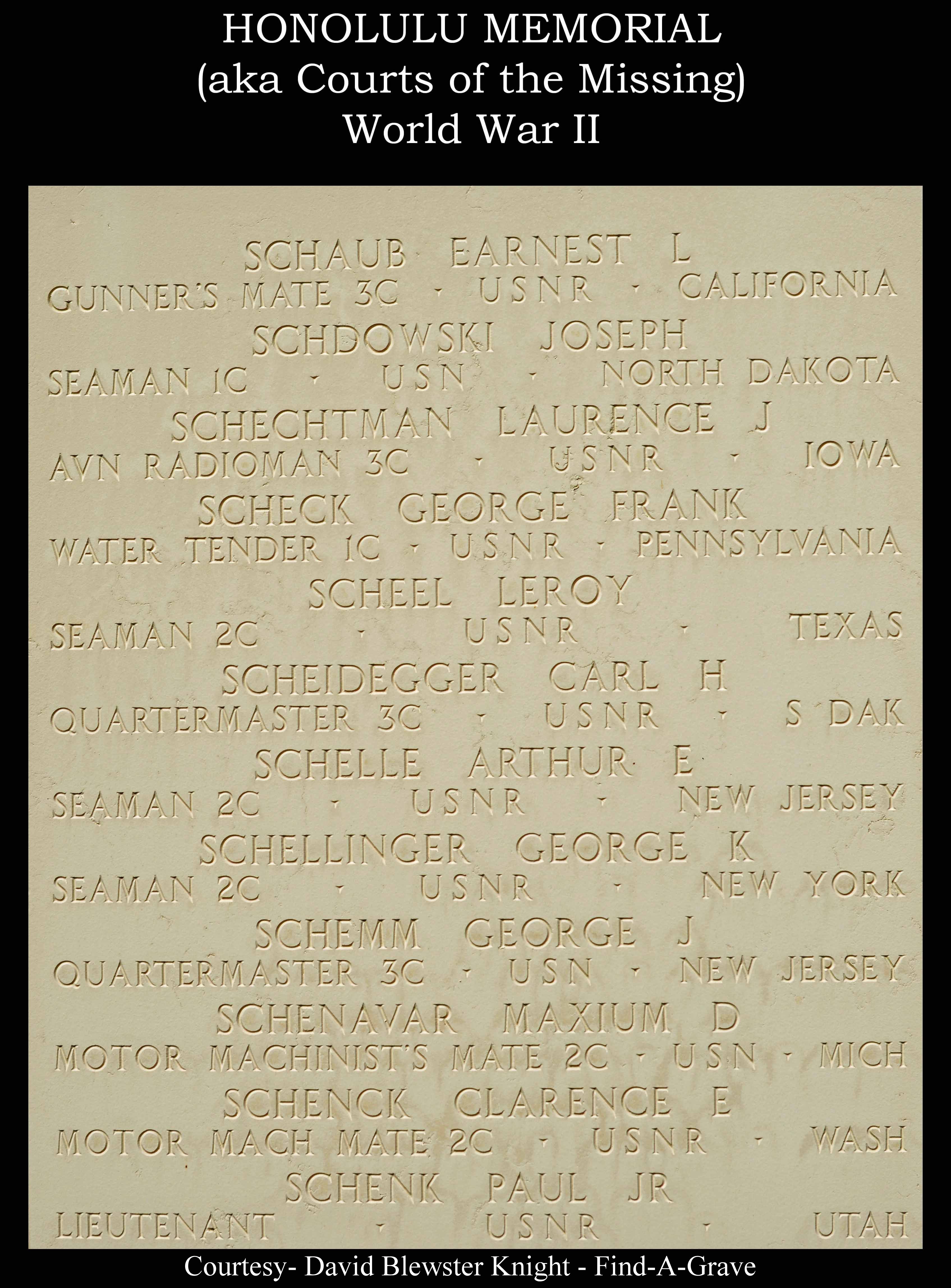 Q 3/C George Joseph Schemm was KIA in the South Pacific.