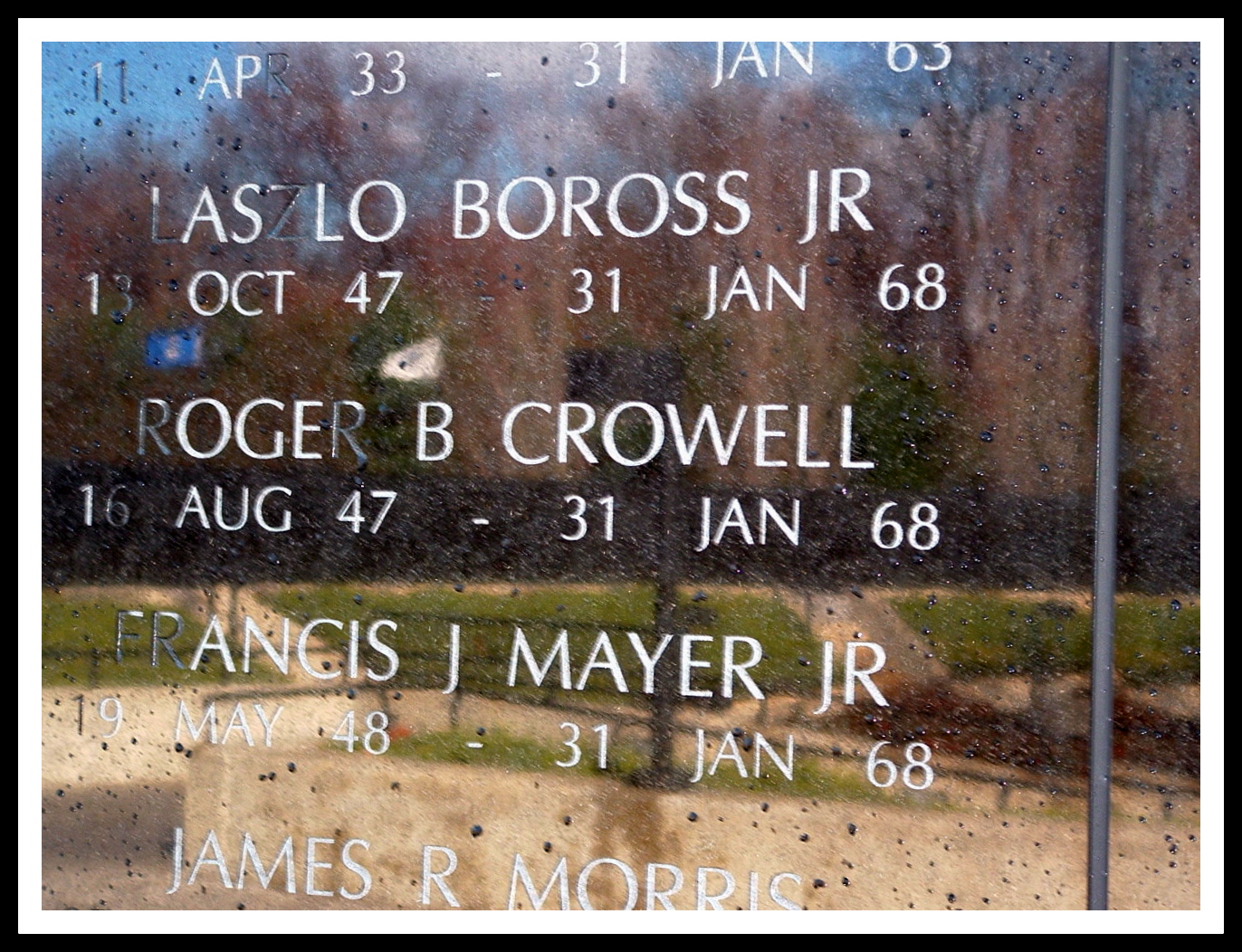 NJ Vietnam Memorial, Roger Crowell of Belleville, KIA Vietnam, Copyright  2004 by Anthony Buccino