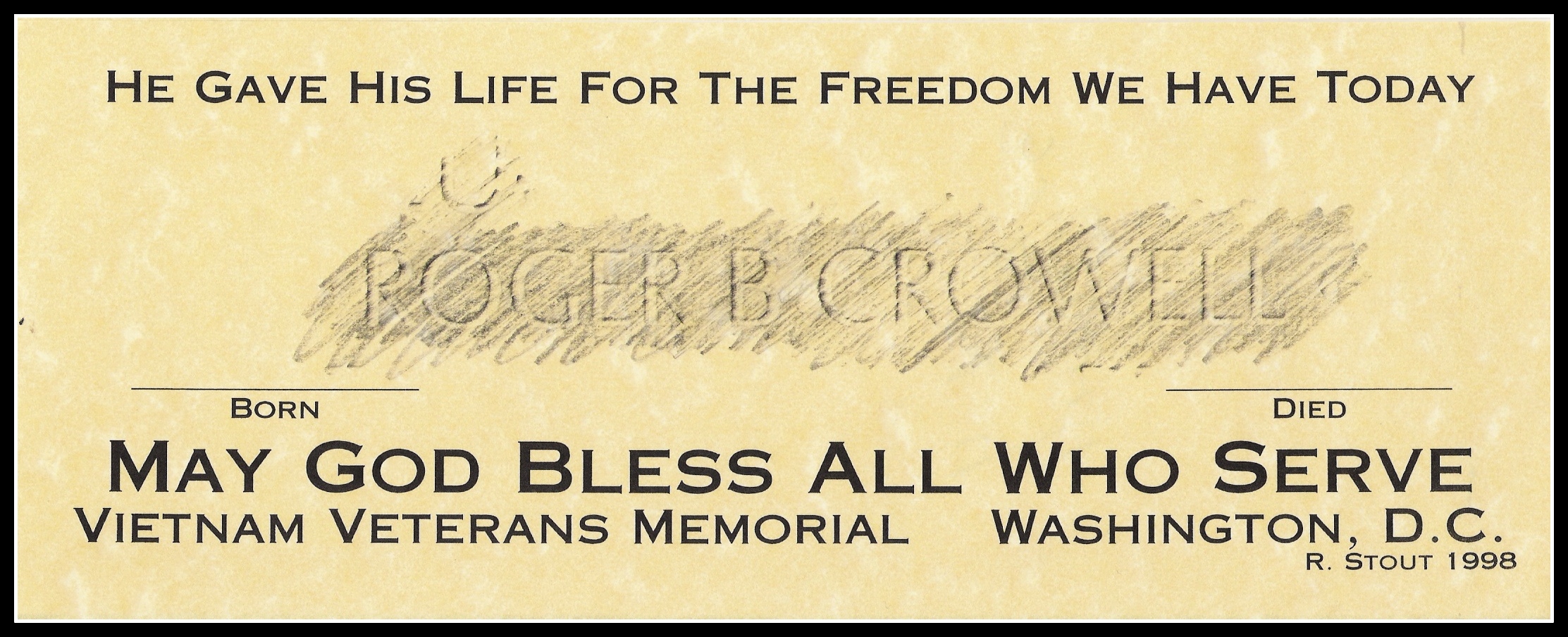 Roger Crowell of Belleville, KIA Vietnam, Copyright  2004 by Anthony Buccino